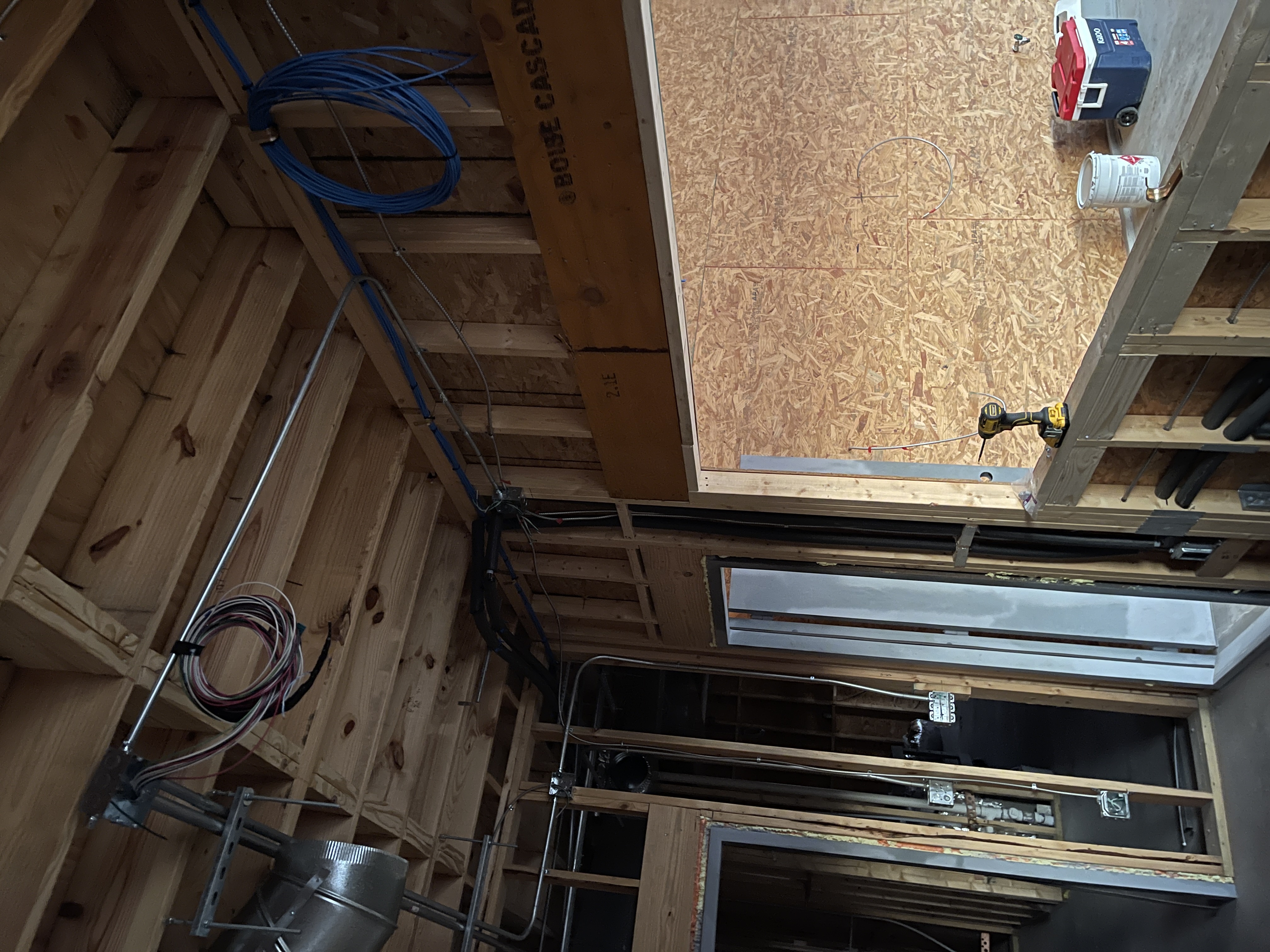 Mutts K9 Cantina cabling rough-in during early infrastructure installation